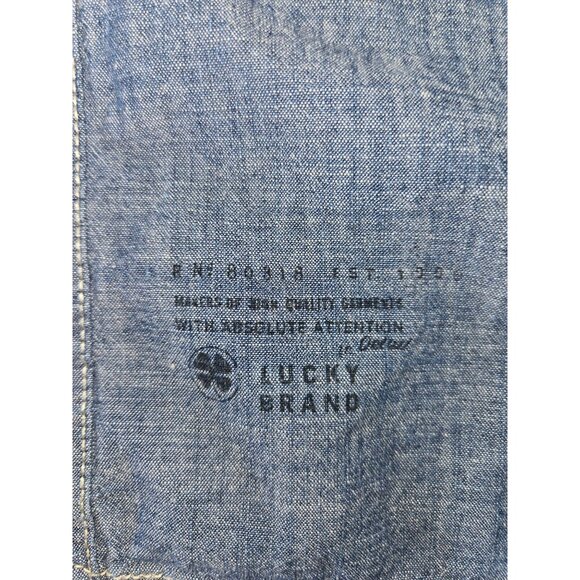 Lucky Brand Mens XX-Large Denim Shirt‎ 100% Cotton Blue Button-Up Long Sleeve - Picture 7 of 8